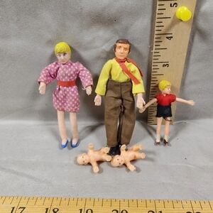 Vintage Bendy Family Mom Dad Boy 2 Baby Lot Used Great Shape